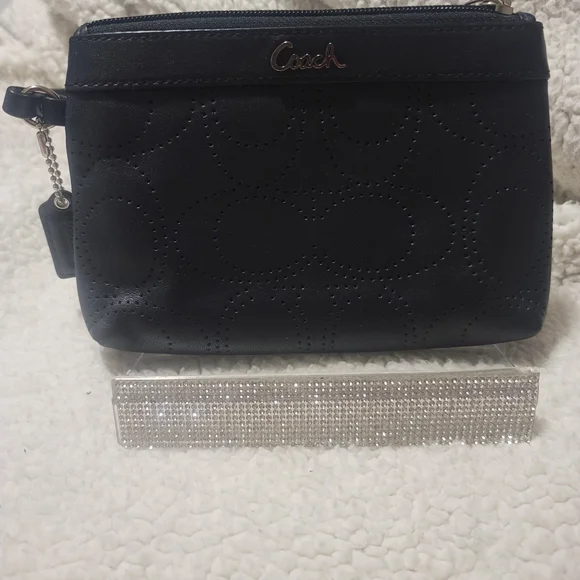 Coach Black Perforated Leather Wristlet - Picture 3 of 7